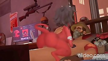 Millie bounces on Sniper's cock