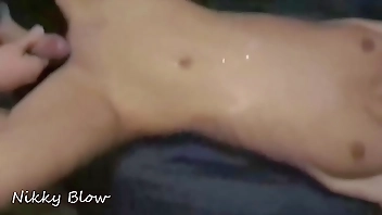 Hubby watching stranger fucking me and cum on my stomach. Cuckold amateur porn