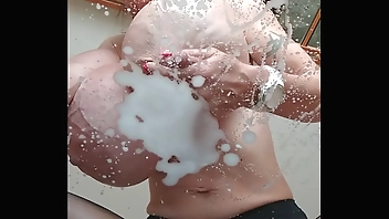 Penelope Black Diamond watch me pose in pantyhose and bra and then milk my udders