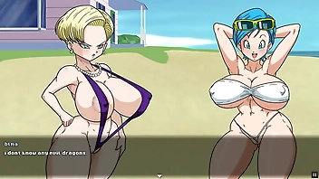 Super Slut Z Tournament 2 [Dragon Ball Hentai game Parody] Ep.2 android 18 sex against her doppleganger