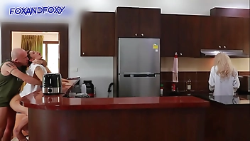 Almost caught surprise anal creampie ass fucking close to mother-in-law cooking breakfast