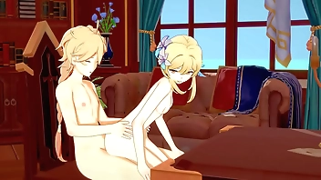 Genshin Impact Hentai - Aether and Lumine Sucking and fucking - 3D Anime cartoon Video Game Porn Video