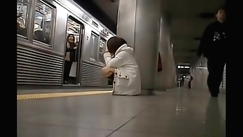 Japanese girl groped in a train with no panties