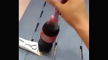 Hot and naughty bottle with Mentos getting hard gifted