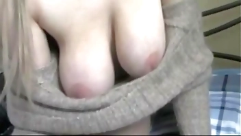 girl without a bra lets you stare at her little tits