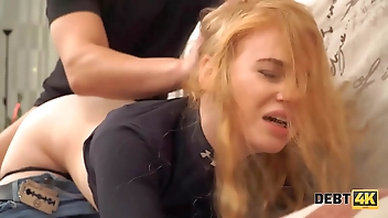 DEBT4k. Girl has no money to pay a debt and the collector fucks her