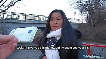 Public Agent Hot Thai beauty fucked hard in horny gas station toilet fuck