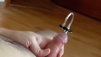 Urethral cock sounding with cumshot