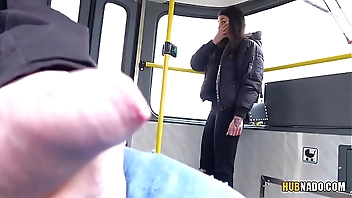 Woman watches me jerking off on a tram! # Stacy Sommers
