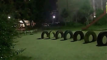 野外露出ローターチンポとアナルバイブオナニー