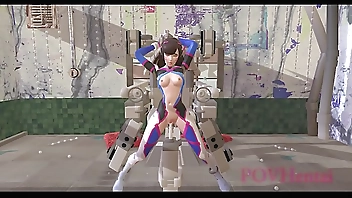 OverWatch Dva rides a fucking machine