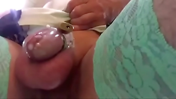 milking some cum in chastity