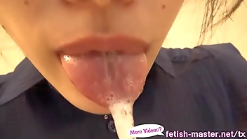 Japanese Asian Tongue Spit Face Nose Licking Sucking Kissing Handjob Fetish - More at fetish-master.net