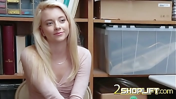 Blonde girl gets to ride fat dick