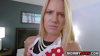 Young stepmom fucks her step son because is pathetic in bed - milf creampie