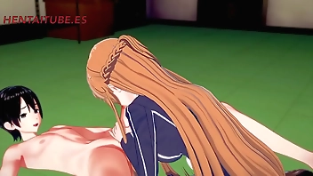 Sword Art Online Hentai 3D - Asuna x Kirito - Handjoob, Blowjob, Fucks with cum inside - Anime Manga Japanese Porn