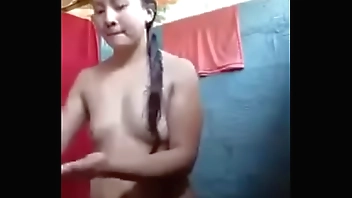 nepali girl bathing