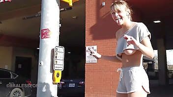 Sexy under-boob top in public