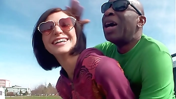 Nympho Lina Arian travels from Kiev for 1st time Interracial Balls Deep Anal