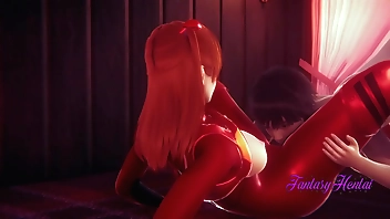 Evangelion Hentai 3D - Shinji & Asuka eats Asuka's pussy and then fucks her cumming on her pussy