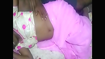 Desi hot pink saree aunty fleshy navel kissing