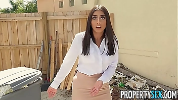 PropertySex - Agent with big tits fucks handyman in laundry room