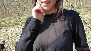 Stepbrother cum in my mouth outdoor in woods