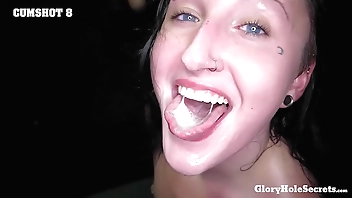 GloryholeSecrets - Blue Eyed Brunette Sucks Cock After Cock At The Glory Hole