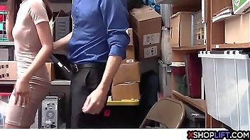 Asian teen thief suspected and fucked by a security guard