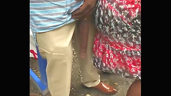 Huge! Big Black Dick Flash in Public Bus Stop