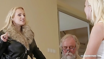 Blonde lesbians lick pussy in front of s.