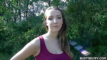 Busty teen Lucie Wilde POV fucking outdoor