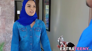 18yo Arab Maya Bijou throated and facial threesome