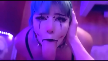 Clown slut throats cock