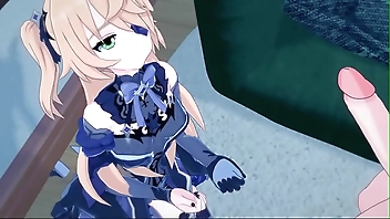 Fischl sucking dick before getting fucked missionary, Genshin Impact Hentai.