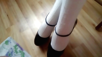 white stockings high heels cumshot