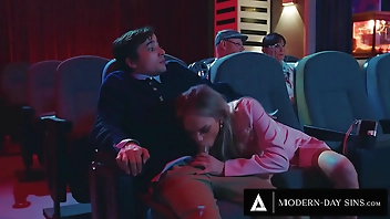 MODERN-DAY SINS - Pervy Teens Have PUBLIC SEX In Movie Theatre And GET CAUGHT! With Athena Faris