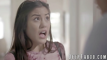 Stepdaughter bounces on rock solid cock with pleasure