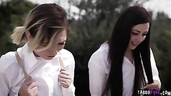 Teen bestfriends Eliza Jane and Whitney Wright skipped classes and went to an abandoned house.A paranoid guy saw them and fucked them both.