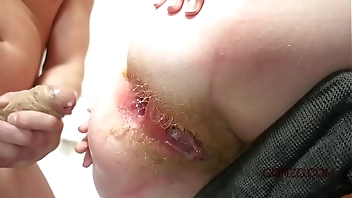 Used up Slut Lora gets her hairy pussy and asshole Smashed in.