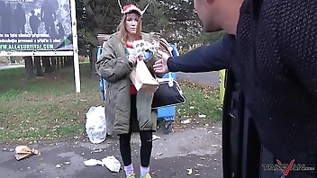 Garbage woman turn to super hot crazy mind blonde hungry for cock