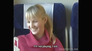 Czech streets Blonde girl in train