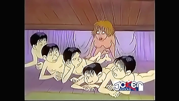 4 Men battery a girl in cartoon.