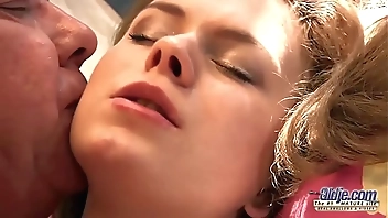 This babe can't wait to taste the old man cum