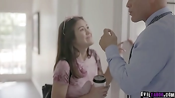 Teen dauther Kendra Spade pisses her pants in front of stepdad Derrick Pierce and gets a fuck punishment.