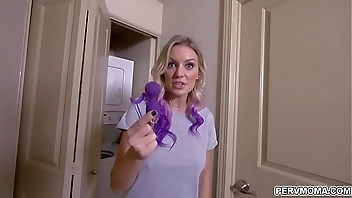 Perv stepmom caught by her stepson playing herself with his sex toy!