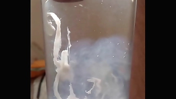 Tons of cum in a glass of water