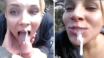 Amateur Sucks Cock in a Public Park: Amazing Outdoor Blowjob with Cum in Mouth