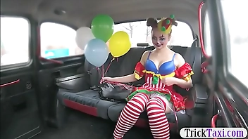 Gal in clown costume fucked by the driver for free fare