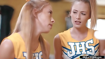 Coach anal fucks 2 petite cheerleaders